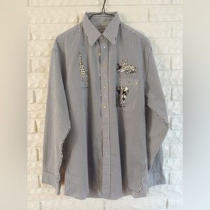 Get Lucky Striped Button Down with Gold Animal Accents